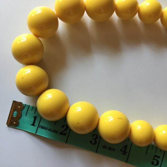 Massive chunky yellow and dark brown beaded necklace, graduated - Picture 8 of 8